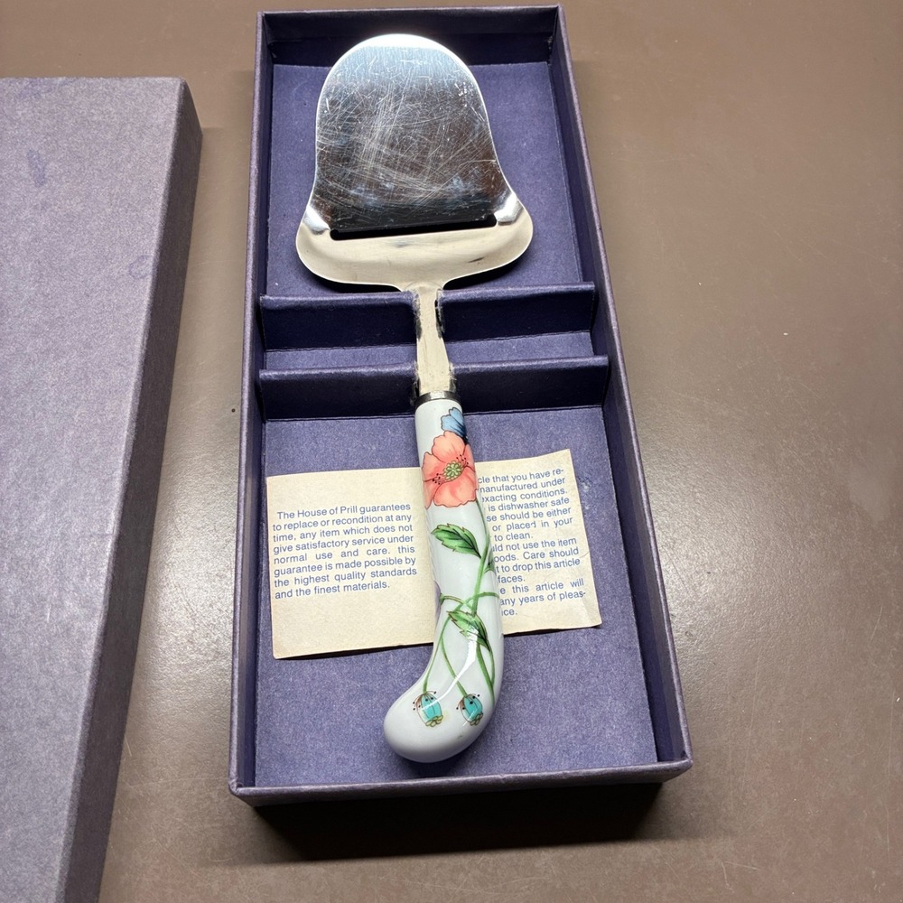 Vintage Cheese Slicer House of Prill Poppy floral pattern Porcelain England